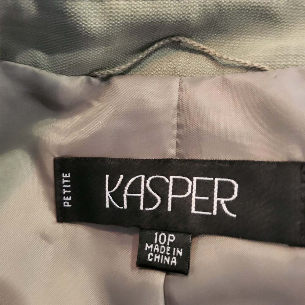 Kasper Petite Sage Green Blazer and Liz Claiborne Patterned Skirt Suit Set - Picture 3 of 7